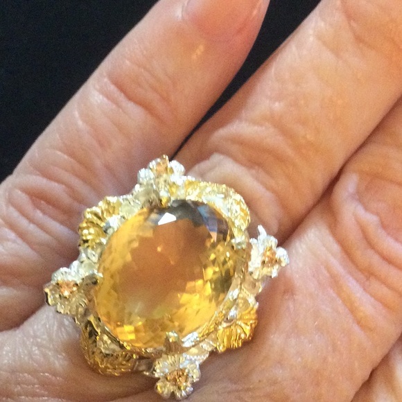 Amazing Genuine 20+ CTW Citrine, Custom made Ring - Picture 9 of 12